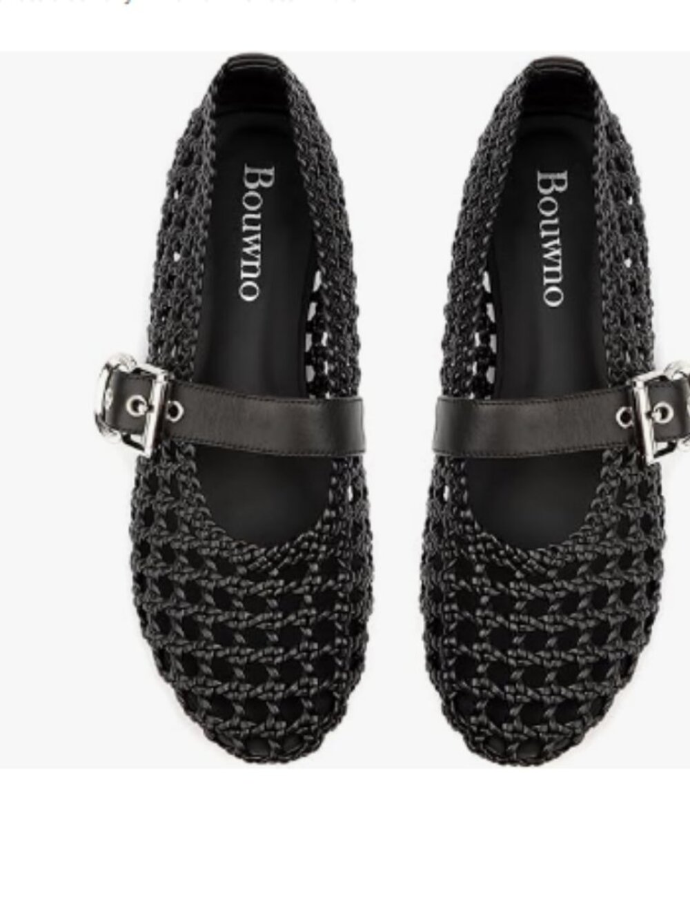 Woven Mesh Mary Jane Ballet Flats Round Toe Buckle Strap Comfortable Casual